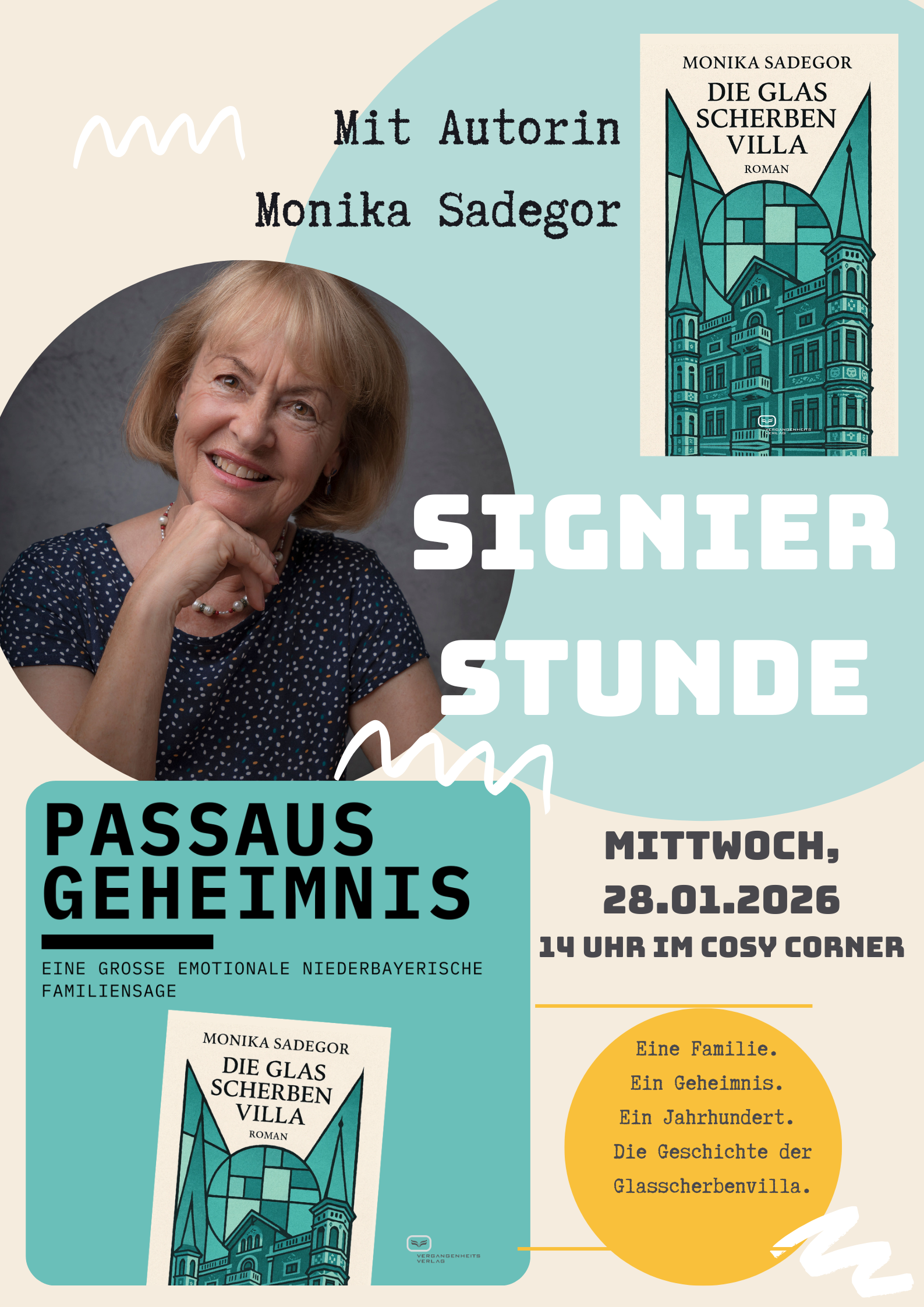 Signierstunde mit Monika Sadegor "Die Glasscherbenvilla"